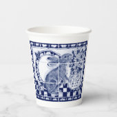 Dedham Rabbit Bunny Donkerblauw Wit Schattige Tege Papieren Bekers (Achterkant)
