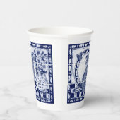 Dedham Rabbit Bunny Donkerblauw Wit Schattige Tege Papieren Bekers (Rechts)