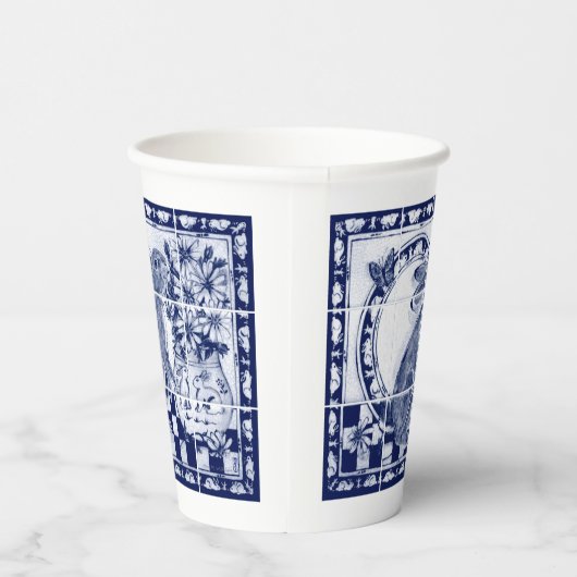 Dedham Rabbit Bunny Donkerblauw Wit Schattige Tege Papieren Bekers (Rechts)