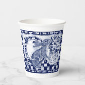 Dedham Rabbit Bunny Donkerblauw Wit Schattige Tege Papieren Bekers (Voorkant)