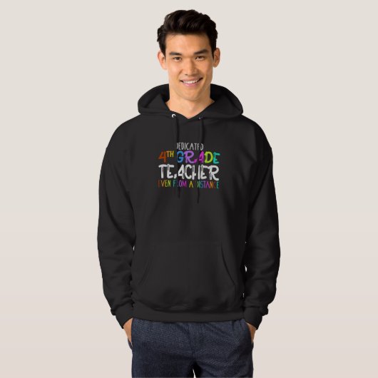 Dedicated Teacher Fourth Grade Online 4th Teaching Hoodie (Voorkant volledig)