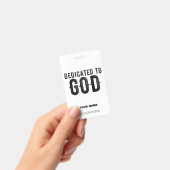 DEDICATED TO GOD  COOL BLACK TEKST BADGE (Handheld)