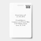DEDICATED TO GOD  COOL BLACK TEKST BADGE (Achterkant)