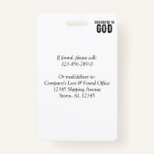 DEDICATED TO GOD  COOL BLACK TEKST BADGE (Achterkant)