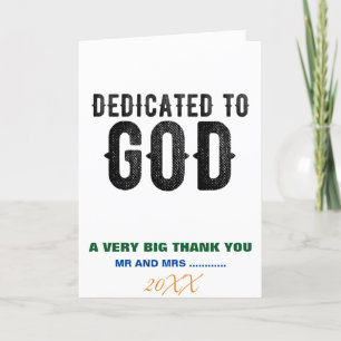 DEDICATED TO GOD COOL BLACK TEKST BEDANKKAART