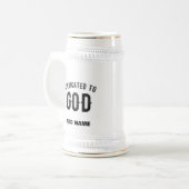 DEDICATED TO GOD COOL  BLACK TEKST BIERPUL (Voorkant links)