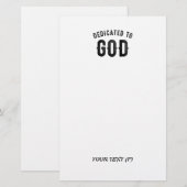 DEDICATED TO GOD COOL BLACK TEKST BRIEFPAPIER (Voorkant / Achterkant)