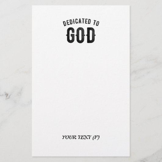 DEDICATED TO GOD COOL BLACK TEKST BRIEFPAPIER (Voorkant)