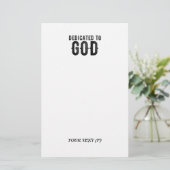 DEDICATED TO GOD COOL BLACK TEKST BRIEFPAPIER (Staand voorkant)
