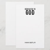 DEDICATED TO GOD COOL BLACK TEKST BRIEFPAPIER (Voorkant / Achterkant)