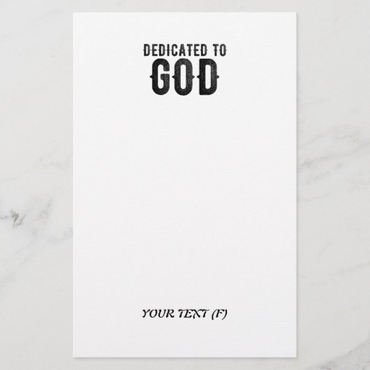 DEDICATED TO GOD COOL BLACK TEKST BRIEFPAPIER (Voorkant)