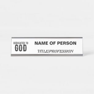 DEDICATED TO GOD  COOL BLACK TEKST BUREAU NAAMBORDJE