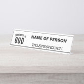 DEDICATED TO GOD COOL BLACK TEKST BUREAU NAAMBORDJE (Voorkant)