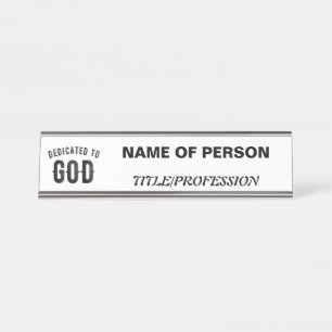 DEDICATED TO GOD COOL BLACK TEKST BUREAU NAAMBORDJE