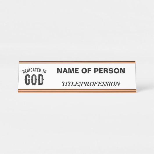 DEDICATED TO GOD COOL  BLACK TEKST BUREAU NAAMBORDJE (Voorkant)