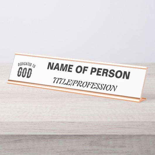 DEDICATED TO GOD COOL  BLACK TEKST BUREAU NAAMBORDJE (Voorkant)