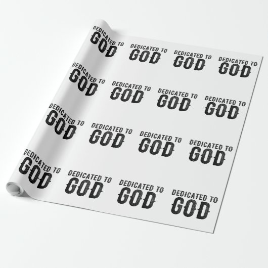 DEDICATED TO GOD COOL BLACK TEKST CADEAUPAPIER (Uitgerold)