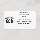 DEDICATED TO GOD COOL  BLACK TEKST CONTACTKAARTJE (Voorkant)