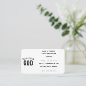 DEDICATED TO GOD COOL  BLACK TEKST CONTACTKAARTJE (Staand voorkant)