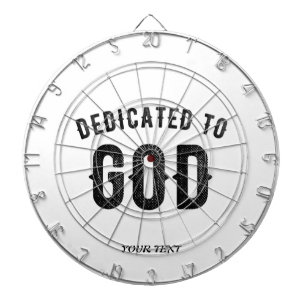 DEDICATED TO GOD COOL BLACK TEKST DARTBORD