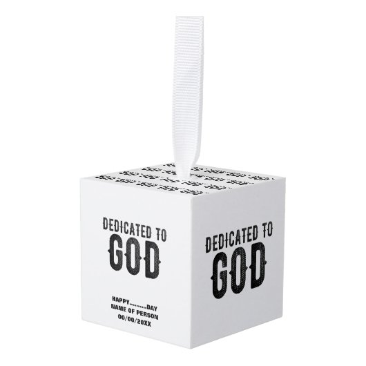 DEDICATED TO GOD COOL BLACK TEKST DECORATIE (Voorkant hoekig)