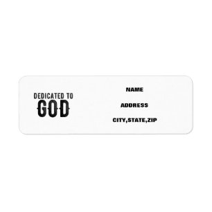DEDICATED TO GOD COOL BLACK TEKST ETIKET