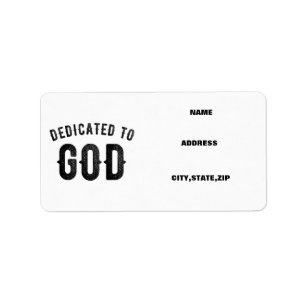 DEDICATED TO GOD COOL  BLACK TEKST ETIKET