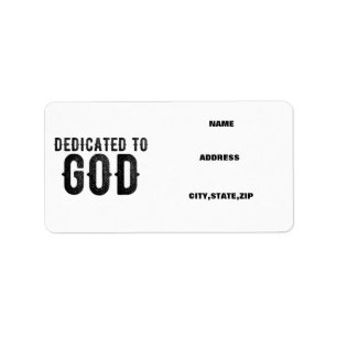 DEDICATED TO GOD COOL BLACK TEKST ETIKET