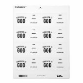 DEDICATED TO GOD COOL  BLACK TEKST ETIKET (Full Sheet)