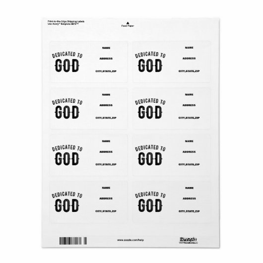 DEDICATED TO GOD COOL  BLACK TEKST ETIKET (Full Sheet)