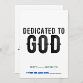DEDICATED TO GOD  COOL BLACK TEKST FEESTDAGENKAART (Voorkant / Achterkant)