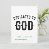 DEDICATED TO GOD COOL BLACK TEKST FEESTDAGENKAART (Staand voorkant)