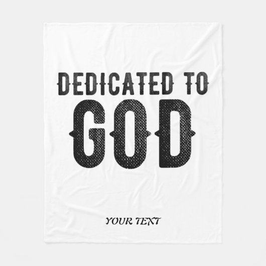 DEDICATED TO GOD COOL BLACK TEKST FLEECE DEKEN (Voorkant)