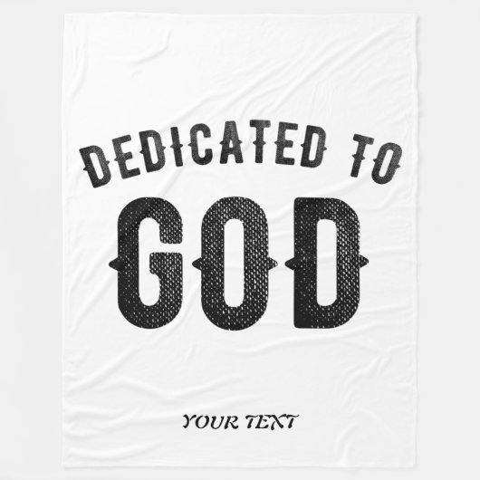 DEDICATED TO GOD COOL BLACK TEKST FLEECE DEKEN (Voorkant)