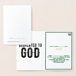 DEDICATED TO GOD  COOL BLACK TEKST FOLIE KAARTEN