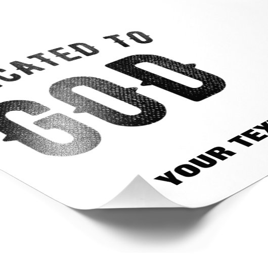 DEDICATED TO GOD COOL  BLACK TEKST FOTO AFDRUK (Hoek)