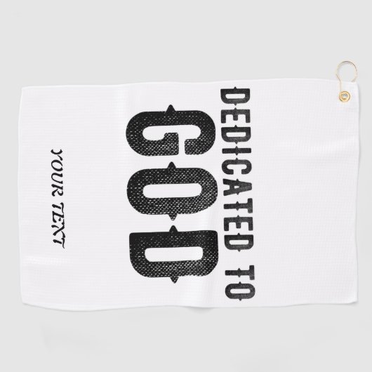 DEDICATED TO GOD COOL BLACK TEKST GOLFHANDDOEK (Horizontaal)