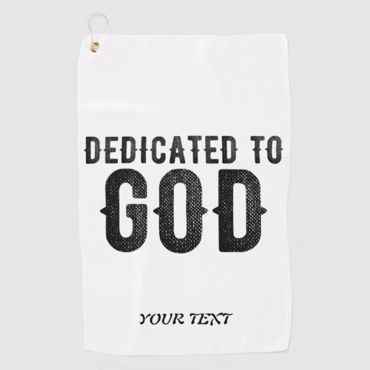 DEDICATED TO GOD  COOL BLACK TEKST GOLFHANDDOEK (Voorkant)