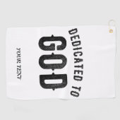 DEDICATED TO GOD COOL  BLACK TEKST GOLFHANDDOEK (Horizontaal)