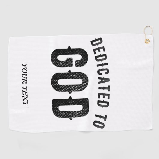 DEDICATED TO GOD COOL  BLACK TEKST GOLFHANDDOEK (Horizontaal)