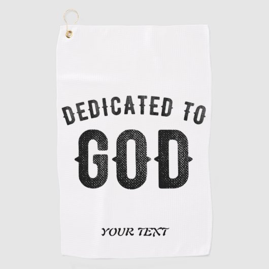 DEDICATED TO GOD COOL  BLACK TEKST GOLFHANDDOEK (Voorkant)