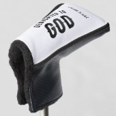 DEDICATED TO GOD COOL  BLACK TEKST GOLFHEADCOVER (3/4 voorkant)