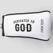 DEDICATED TO GOD COOL  BLACK TEKST GOLFHEADCOVER (Voorkant)