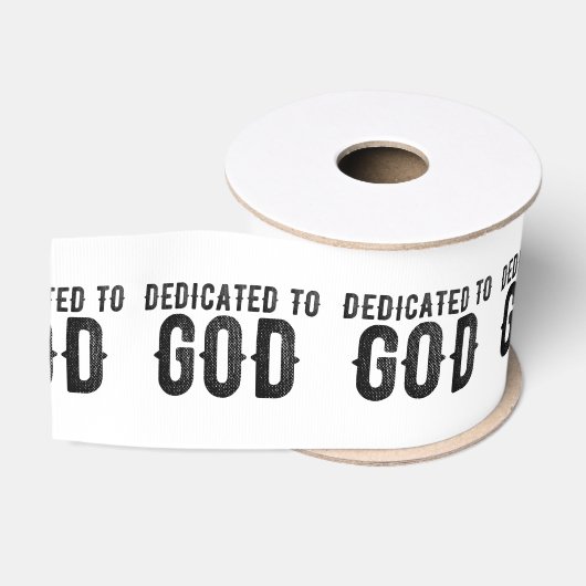 DEDICATED TO GOD COOL BLACK TEKST GROSGRAIN LINT (Spoel)