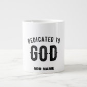 DEDICATED TO GOD COOL  BLACK TEKST GROTE KOFFIEKOP (Voorkant)