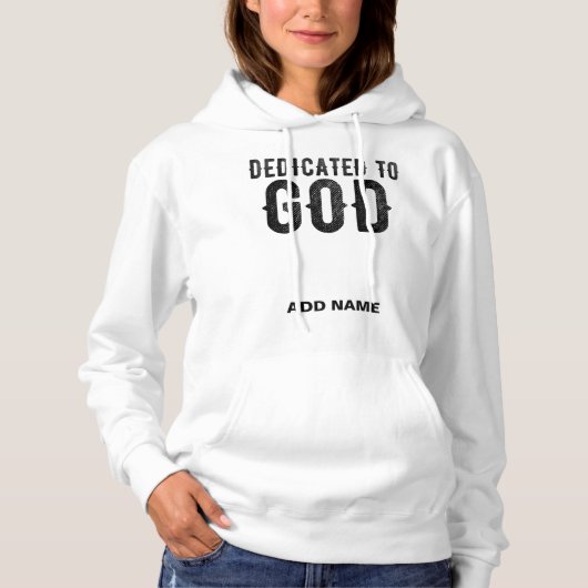 DEDICATED TO GOD  COOL BLACK TEKST HOODIE (Voorkant)