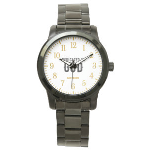 DEDICATED TO GOD COOL BLACK TEKST HORLOGE