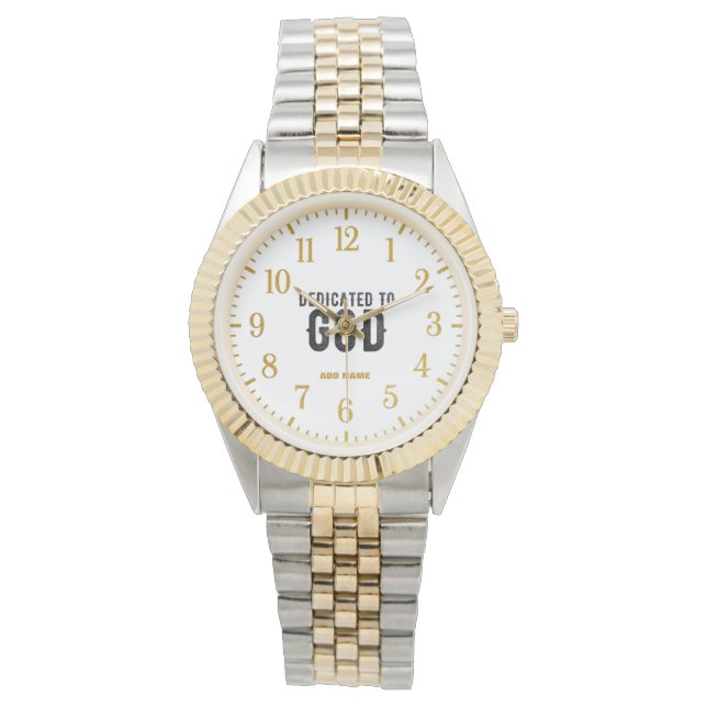 DEDICATED TO GOD  COOL BLACK TEKST HORLOGE (Voorkant)