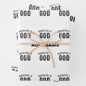 DEDICATED TO GOD COOL  BLACK TEKST INPAKPAPIER VEL (In situ)