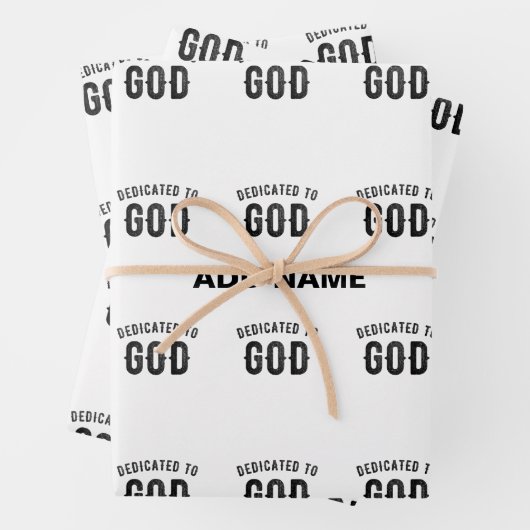 DEDICATED TO GOD COOL BLACK TEKST INPAKPAPIER VEL (In situ)